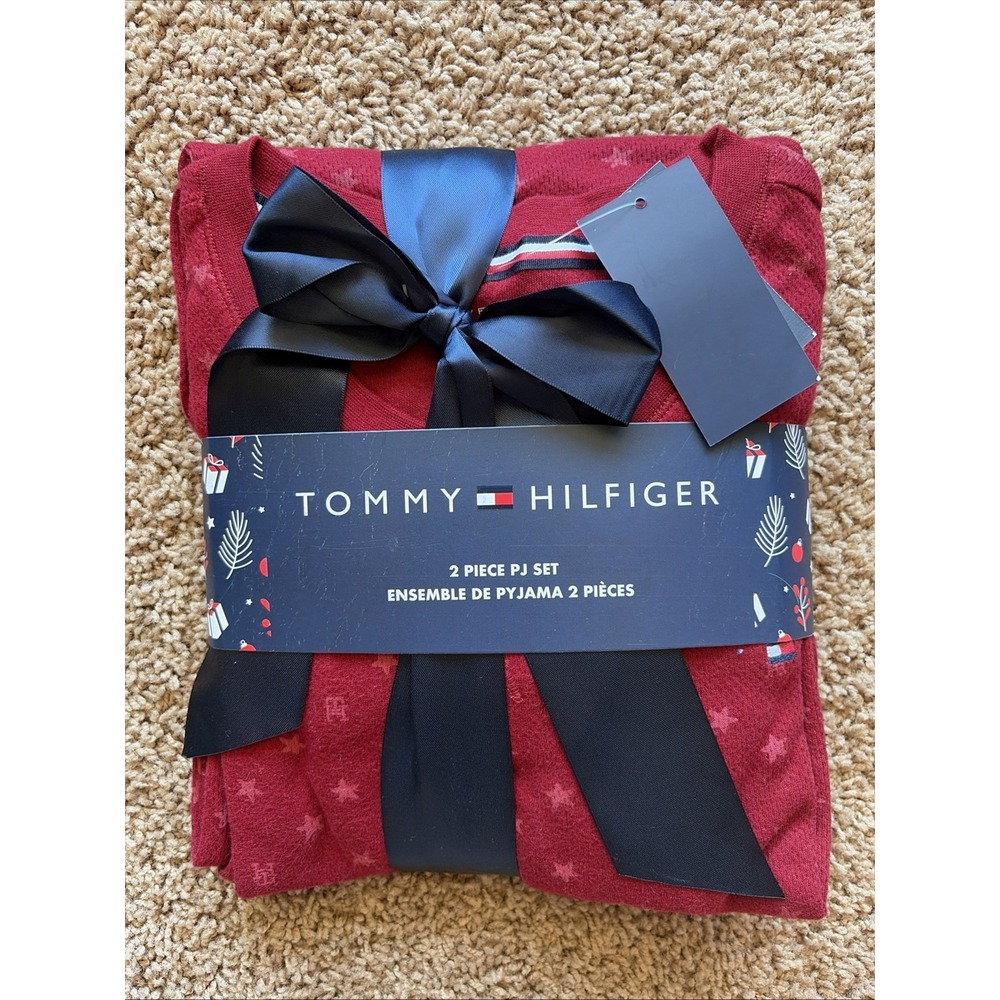 Tommy Hilfiger Red Stars Cotton 2pc Pajama PJ Sleep Lounge Gift Set Small NWT
